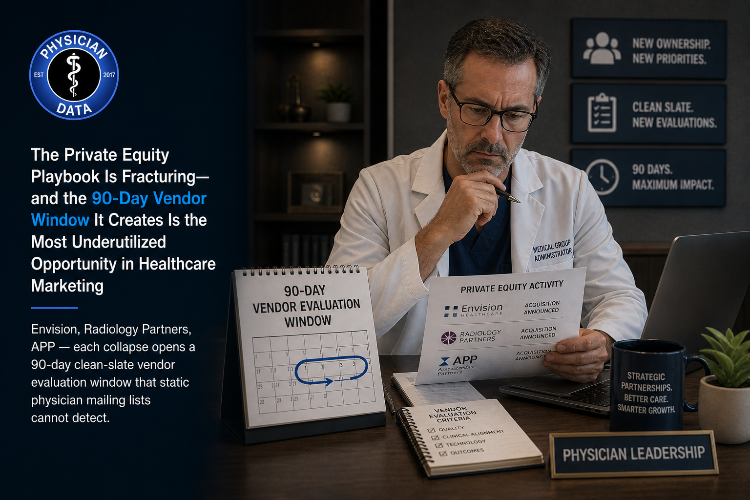 The Private Equity Playbook Is Fracturing — and the 90-Day Vendor Window It Creates Is the Most Underutilized Opportunity in Healthcare Marketing